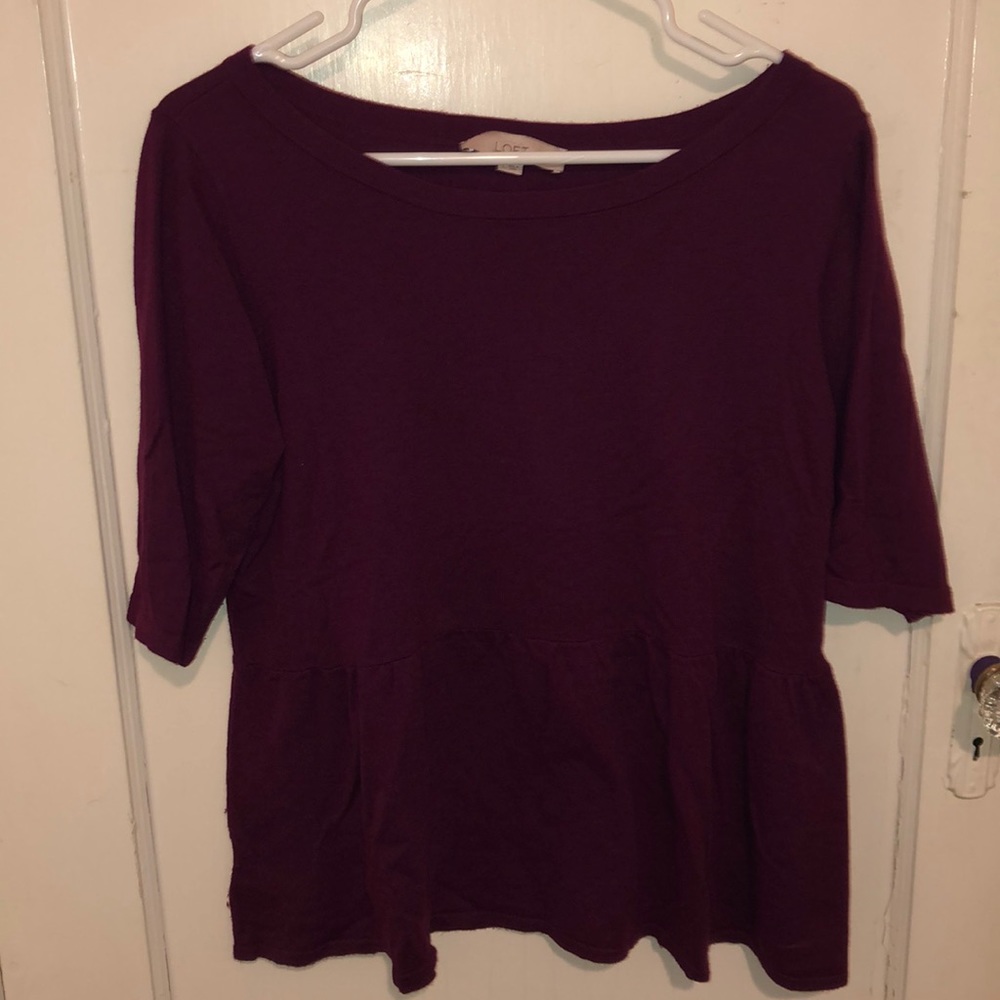 LOFT purple peplum sweater